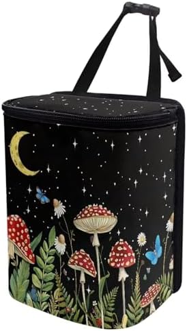 DISNIMO Moon Mushroom Car Trash Can Butterfly Automotive Garbage Bags with Lid Leak Proof Auto Car Dustbin Vehicle Trash Bin Container Waste Basket Car Accessories for Cars SUV