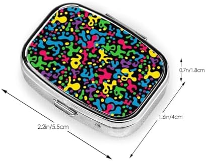 Luxury Pill Case Stainless Steel Mirror Finish Vitamin Organizer Executive Gifts Office Professional, Leopard Cheetah Print Rainbow Black