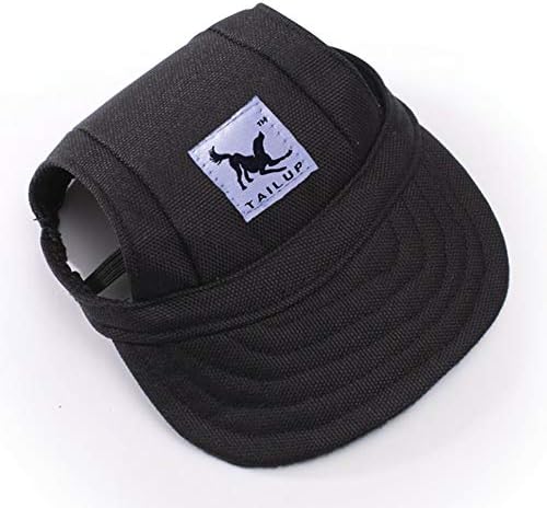 Leconpet Baseball Caps Hats with Neck Strap Adjustable Comfortable Ear Holes for Small Medium and Large Dogs in Outdoor Sun Protection (S, Black)