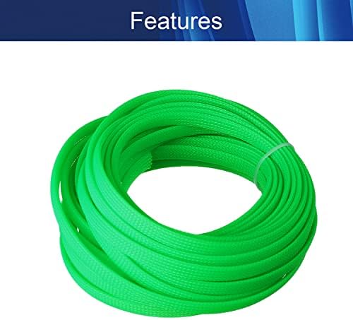 Jutagoss PET Expandable Braided Cable Sleeve, 32.8ft - 5/16 inch Fluorescent Green Cable Management Sleeve, Wire Loom Tube Cord Protector for USB Cable, Power Cord, Audio Video and More, 1Pc