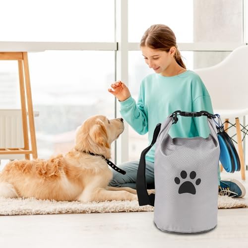 Dog Travel Bag,Travel Dog Food Container With 2pack Collapsible Dogs Travels Bowls,5l Dog Food Trave l Bag,Dogs Food Container,Bpa-Fre,Pet Safe,for Roadtrips,Home,Boarding,Camping and More/Grey