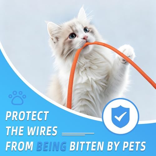 Automotive Wire Loom Tubing, Split Braided Cord Protectors from Pets No Chew, Flexible Cable Sleeve Cable Management for TV/Computer/Electric Wires (Orange, 5/8"-10ft)