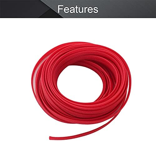 Othmro 32.8ft Length Expandable PET Flexible Braided Cable Sleeves 0.39in Width Wire Loom Sleeving and Organizers Flexible Wire Mesh Sleeves for TV Audio PC Computer Cords from Pet Chewing Red