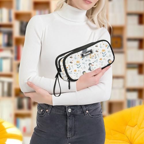 KLL Custom Large Capacity Pencil Pen Case Teen Pencil Case with Compartments Kindergarten with Zipper Sweet Platypus White