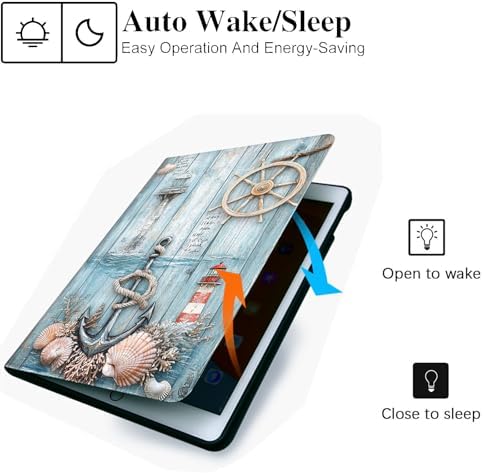 for Microsoft Surface Pro 8-13" 2021 Tablet Case,Auto Wake/Sleep,Adjustable Stand Protective Cover - Nautical Lighthouse Anchor