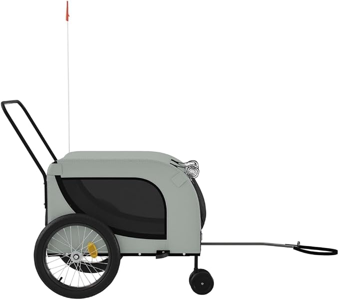 Pet Bike Trailer for Small Dogs, Foldable Bicycle Cargo Trailer with Mesh Windows and Reflectors, Sturdy Iron Frame Oxford Fabric Carrier, 49.2 x 24.8 x 26.0 in