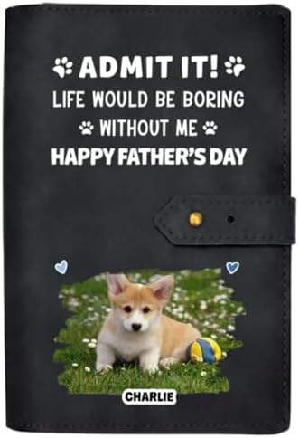 Admit It Life Would Be Boring Without Us Leather Charger Bag, Personalized Dog Dad Leather Charger Bag with Photo and Name, Fathers Day Dog Dad Lovers Tech Travel Case, Pet Daddy Gift on Father's Day