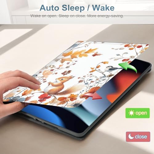 for Samsung Galaxy Tab A7 10.4 Inch 2020/2022 (SM-T500/T505/T507/T509) Tablet Protective Cover with Adjustable Stand and Magnetic Auto Wake/Sleep,Squirrel Bird