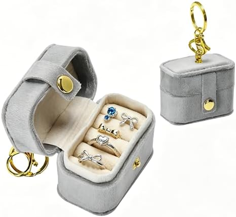 Velvet Dog Collar Ring Bearer Box with Clip-Gray