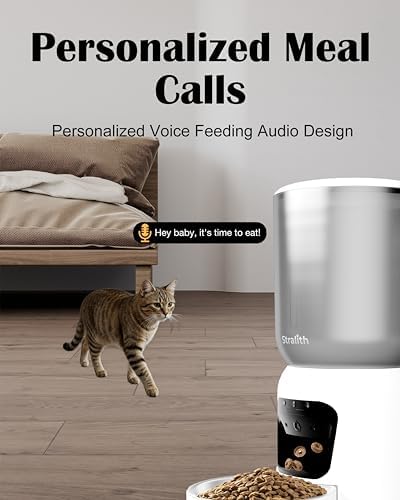 Automatic Cat Feeder with 2K Camera, 5G WiFi Smart Pet Food Dispenser for Cats & Small Dogs, 6L Large Capacity Timed Auto Feeder with App Control, Night Vision, 2-Way Audio & Detachable Design (White)