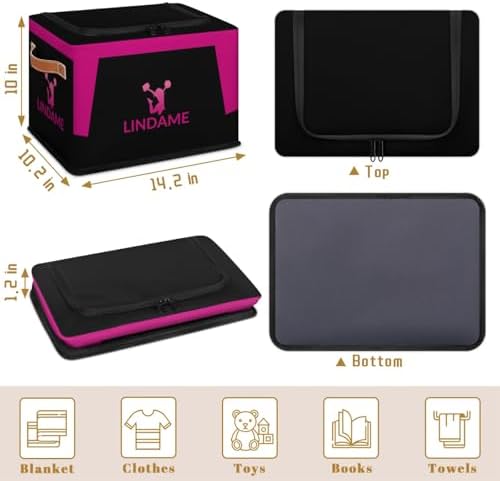 Custom Storage Basket with Zipper Lid, Cheerleader Foldable Fabric Storage Boxes Decorative Closet Shelves Clothes Organizer Container Cubes with Handle 1PCS