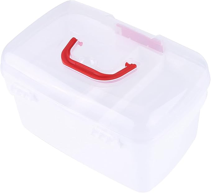 Eforcase Storage Organizer - Medicine Box Plastic First Aid Box Empty - Family Emergency Kit Medication Storage Organizer with Handle Medicine Cabinet Storage Pill Case Durable Organizer Box Bins