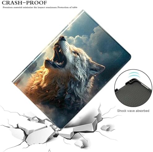 for Samsung Galaxy Tab A 8.4 Tablet Case SM-T307,Premium Leather Folio Stand Auto Wake/Sleep,Multiple Viewing Stand,Wolf Roaring