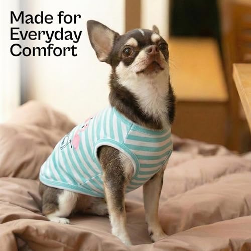 Parisian Pet Flamingo Dog Shirt – 100% Cotton Striped Shirts for Large Dogs – Sleeveless Puppy Vest – Lightweight and Breathable Pet Apparel – Pullover Summer Dog Clothes - Stretchy T Shirts for Dogs