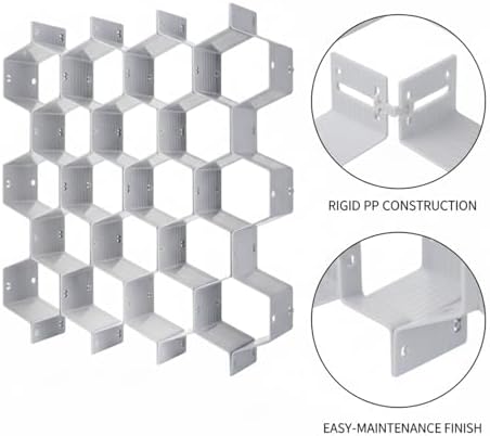 Honeycomb Drawer Divider Organizer, Adjustable PP Plastic Compartment Separator for Dresser & Kitchen Drawers, 13 x 3.3 x 1.6 Inches (1 Piece)