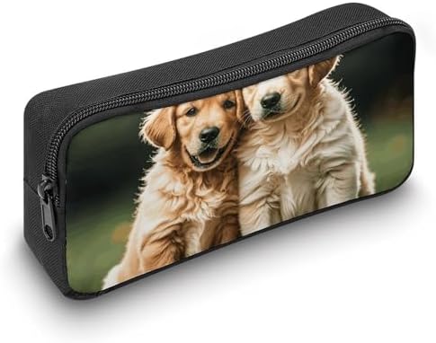 Golden Retriever Dogs Puppies Pets Lightweight Spacious Pencil Bag Pouch | Zippered Multi-functional Pen Pouch Large Capacity Pencil Casesoft and Portable Pencil Bag for Teacher Office