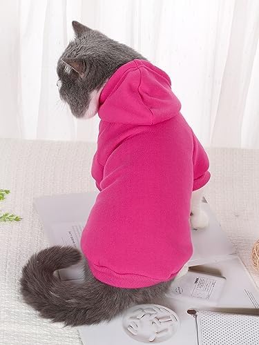 QWINEE Basic Dog Hoodie Sweatshirt Puppy Sweater Warm Cat Costumes Pet Clothes for Chihuahua Puppy Kitten Small Medium Dogs Hot Pink X-Small