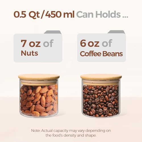 ComSaf Glass Storage Containers with Lids 0.5 Qt, 9 Pack Small Glass Jars | Small Glass Container, Spice Jar, Cookie, Candy, Family Snack Storage, Coffee Bar Organization, Size For Subpackage, BPA Free