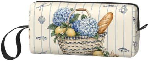 Coastal Small Makeup Bag, 600D Oxford Cosmetic Pouch for Women | Coastal Cosmetic Bag, Double-Sided Printed Toiletry Pouch with Foam Padding for Women, Travel, Gym, Weekend and Daily Use