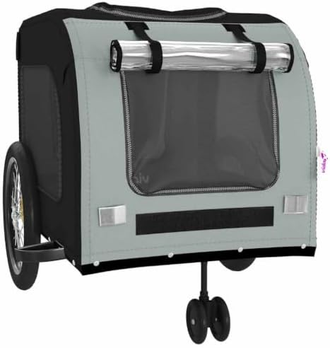 Pet Bike Trailer for Small Dogs, Foldable Bicycle Cargo Trailer with Quick-Release Wheels and Safety Flag, Orange and Gray