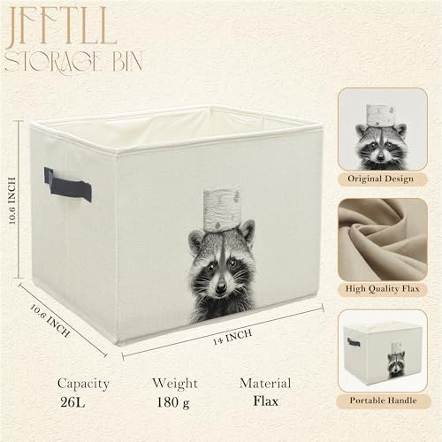 Funny Raccoon Bathroom Storage Bins Box, Raccoon Lovers Gifts, Black and White Cute Animal Storage Basket Laundry Hamper with Handle for Bathroom Clothes Vanity Undersink Home Organization