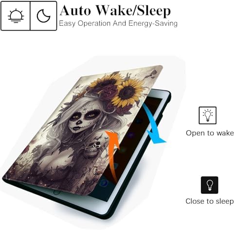 for Microsoft Surface Go 4/3/2/1-10.5" 2021 Tablet Case,Auto Wake/Sleep,Adjustable Stand Protective Cover - Sugar Skull Sunflower