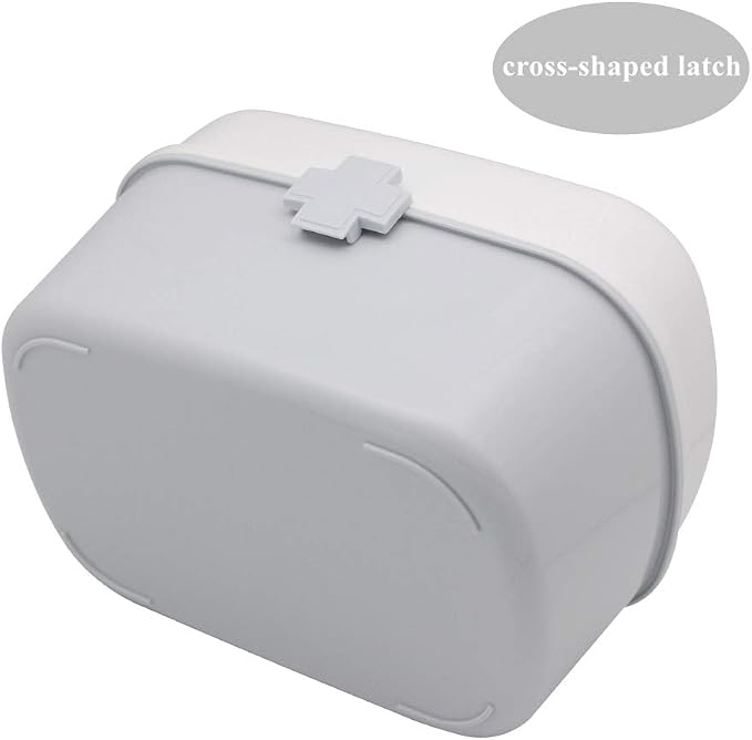 Plastic First Aid Storage Box Container Bin with Removable Tray and Portable Handle, Family Emergency Medicine Kit Case Organizer, White&Gray