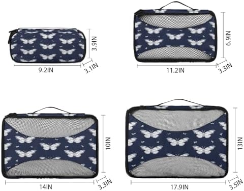 Butterfly 4 Set Packing Cubes Luggage Organizer Bags for Travel Accessories and Essentials, Butterfly Print