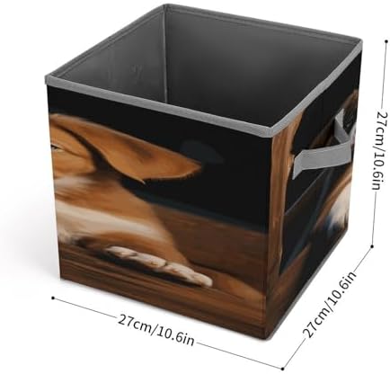 Puppies Dogs Pets Animals Collapsible Storage Bin, Storage Cubes with Handles, Organizer Bin for Home Office Closet Clothes, 10.6 X 10.6 X 10.6 Inches