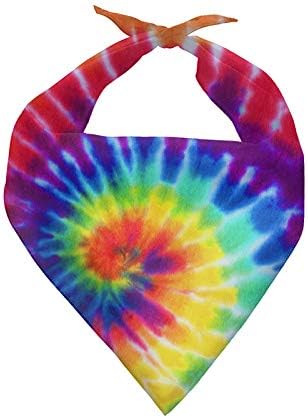 Howilath Dog Bandana - Tie-dye Rainbow Spiral Pet Kerchief & Scarf Accessories for Small to Large Dogs & Puppies