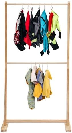 Pet Clothing Display Stand, 11lbs Capacity, Solid Wood Garment Rack with Detachable Crossbar for Dogs Cats