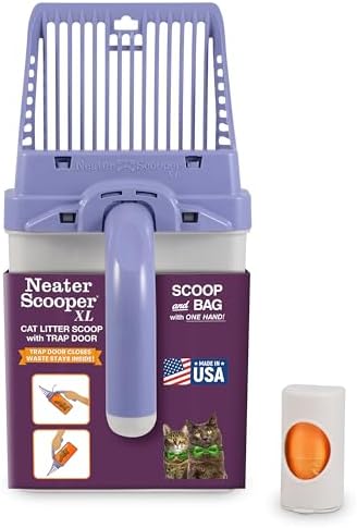 Neater Pet Brands Neater Scooper XL Cat Litter Scoop, 15 Refill Bags – Extra-Large Capacity Mess-Free Cat Litter Scooper with Bag for Large & Multiple Cats, Spill-Proof Litter Box Scooper with Holder