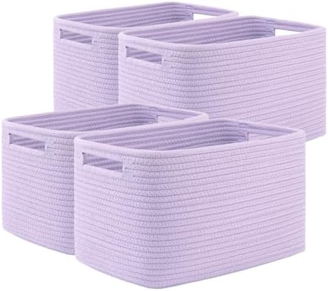 OIAHOMY 4 Pack Storage Baskets for Organizing 15L Cube Storage Bins Purple