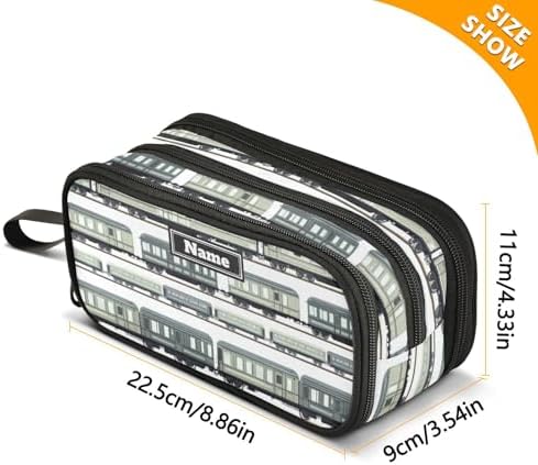 KLL Custom Large Capacity Pencil Holder Case Man Cute Pencil Case Travel with Compartment Train Cars White
