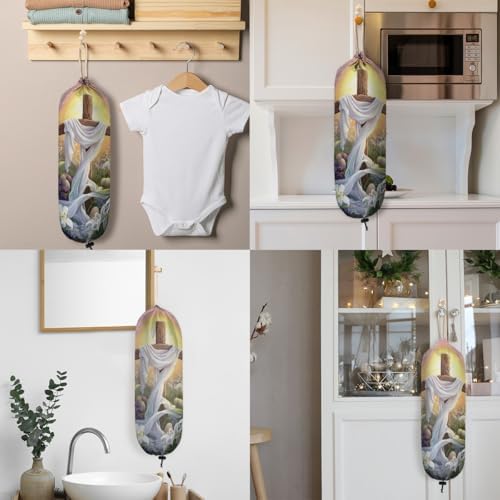 Pardick Plastic Bag Holder, Easter Egg Cross Grocery Bag Holder for Shopping Bags, Wall Mount Plastic Bag Storage Organizer Dispenser, Storage Holder for Home Kitchen Camper,A-2