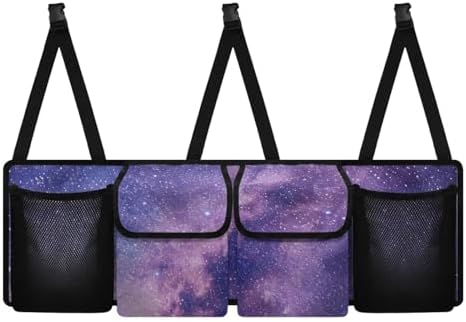 Dreaweet Purple Galaxy Car Trunk Organizer Hanging Back Seat Storage Bag with 4 Pockets,Car Storage Accessories Waterproof Adjustable Large Capacity Collapsible Trunk Organizer for SUV Trucks Sedan