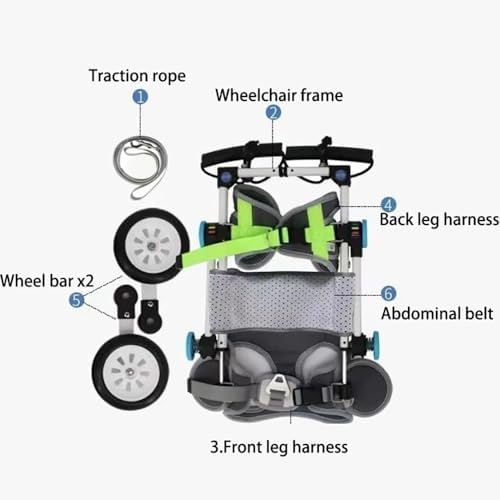 Pet Trailer Dog Bicycle Trailer Paw Cart Durable Aluminum Frame with Soft Abdominal Support Harness for Outdoor Walking Travel & Disabled Pet Mobility Support