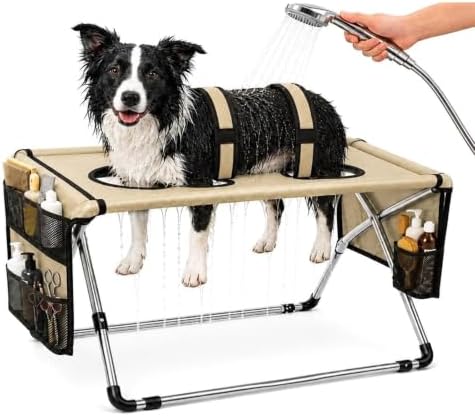 2026 Upgraded Detachable Pet Grooming Hammock for Small Dogs & Cats 44 LBS | Stainless Steel Stand Pet Grooming Sling, 8‑Hole Adjustable Dog Cat Grooming Harness for Pet Nail Trimming, Bathing, Care