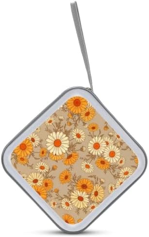 DVD Storage Disc Wallet Daisy Flower DVD Holder Protective Binder | CD Organizer with Portable Carry Handle, Hard Shell Plastic, 40 Capacity, Daisy Flower