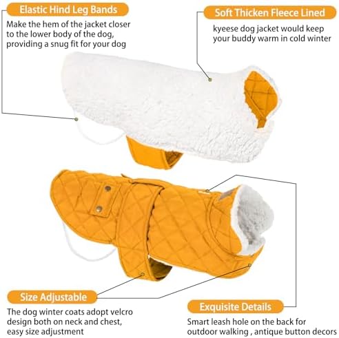 KYEESE Waterproof & Windproof Dog Coat for Large Dogs Puffer Jacket