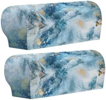 Couch Arm Covers Marble Print Arm Chair Covers Slipcover Waterproof Furniture Protector for Sofa Chair Armchair Slipcovers for Recliner, Set of 2