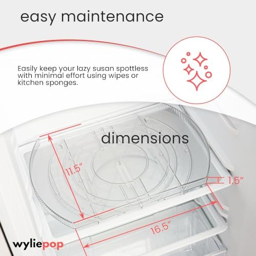 Lazy Susan for Refrigerator - 360° Turntable Refrigerator Organizer and Storage Tray for Fridge, Cabinet & Pantry - Rectangle Lazy Susan (16.5"x11.5"x1.5")