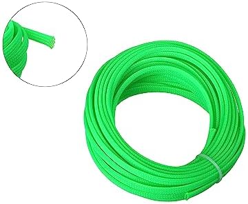 Bettomshin 1Pc 32.8Ft(10m) Cable Management Sleeve, 1/4"(6mm) Width PET Fluorescent Green Cord Protector, Wire Loom Tube Insulated Split Sleeving for USB Cable Power Cord Organizer Video Cable Hider
