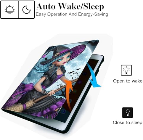 for Microsoft Surface Pro 7 Plus,Surface Pro 7/6/5/4 12.3" Tablet Case,Auto Wake/Sleep,Adjustable Stand Protective Cover - Halloween Witch