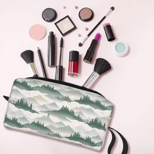 Mountain Landscape Makeup Bag for Women, Small Travel Cosmetic Pouch with Zipper, Compact Makeup Organizer Bag for Purse, Toiletries, Skincare & Daily Essentials