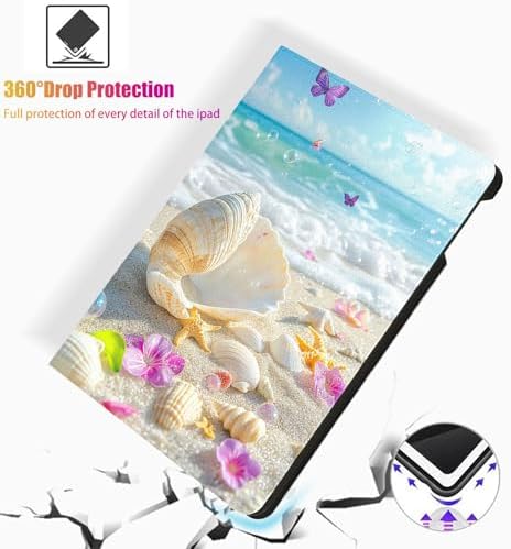 for Microsoft Surface Pro 11/10/9-13" 2024/2022 Tablet Case,Auto Wake/Sleep,Adjustable Stand Protective Cover - Seashell Beach
