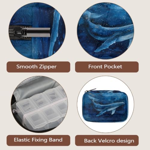 Travel Pill Organizer Blue Whale Starry Ocean Small Pill Case