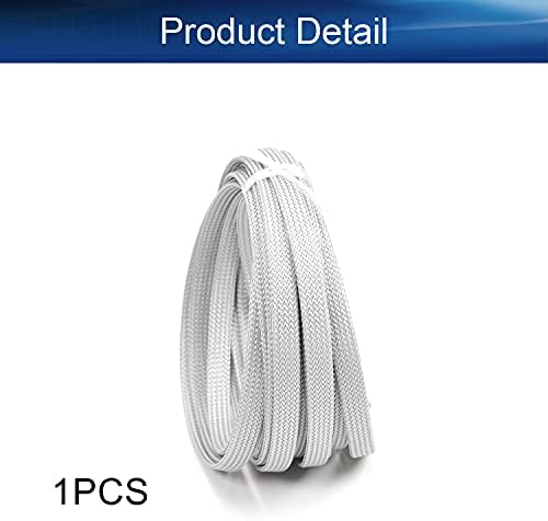 Bettomshin 1Pc 16.4Ft(5m) Cable Management Sleeve, 5/16"(8mm) Width PET Grey Cord Protector, Wire Loom Tube Insulated Split Sleeving for USB Cable Power Cord Organizer Video Cable Hider