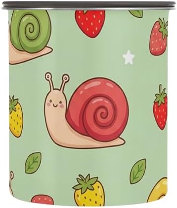 Colorful Snail Coffee Canister with Lid Airtight Food Storage Containers 17oz Stainless Steel Canisters Kitchen Food Organizer for Beans, Cereal, Pasta, Flour, Sugar, Snacks