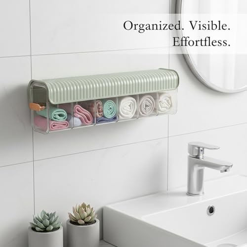 Clear PET Plastic Storage Box with Dividers, Stackable Organizer for Socks & Underwear, Bin for Closet & Bathroom (1 Pack)